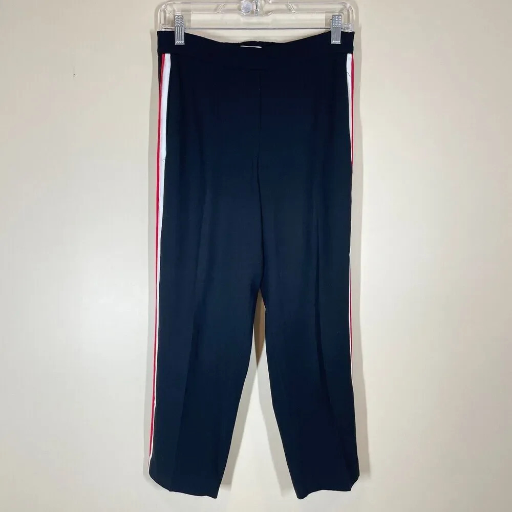 Aritzia‎ Babaton Conan Cropped Pant Black With Red & White Stripe Size 6 Pull On
